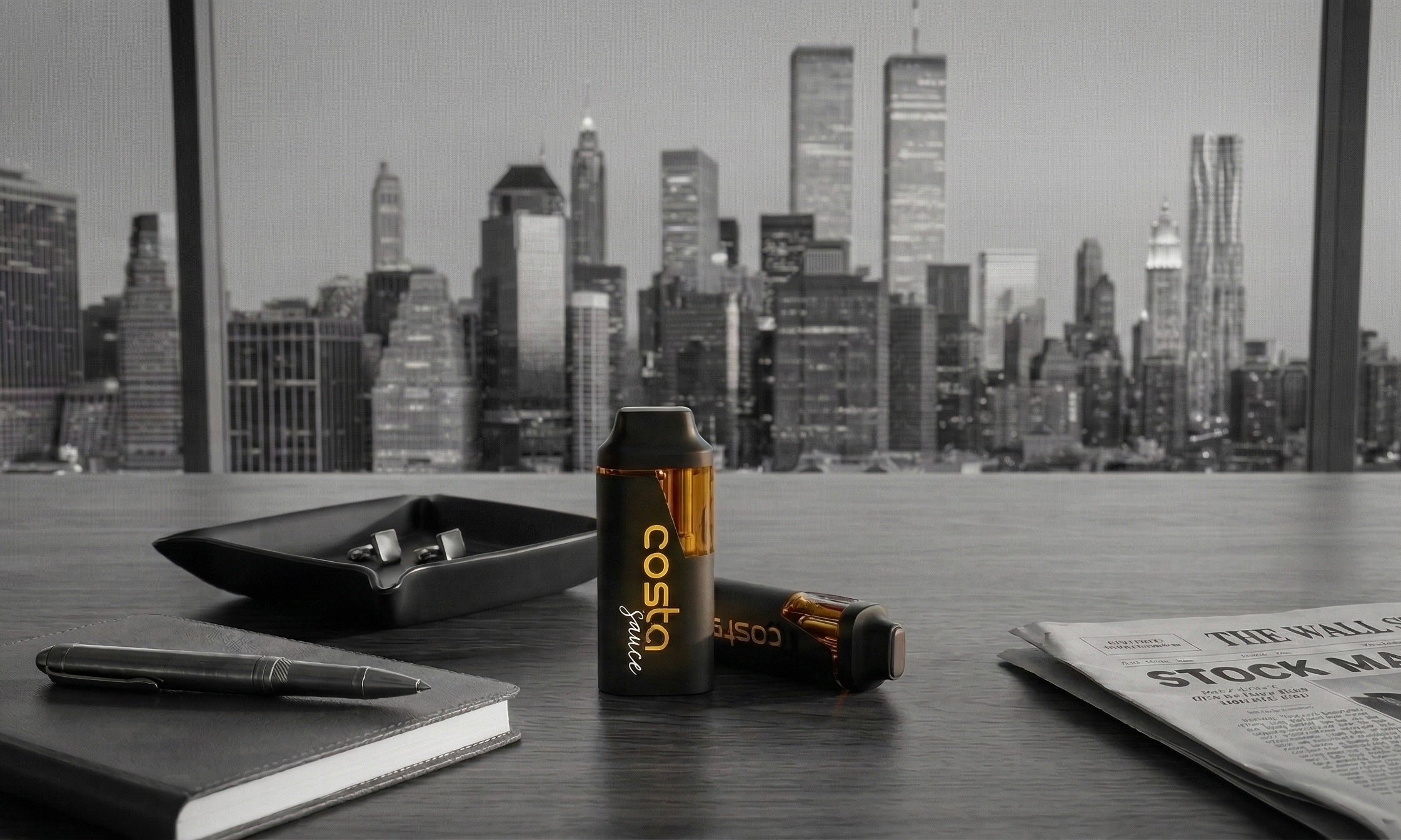 disposable hemp vape device with urban background